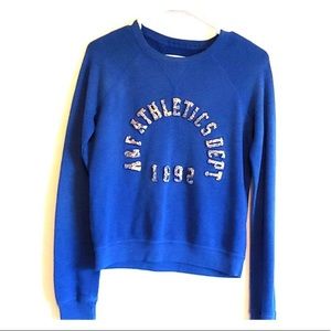 Abercrombie & Fitch blue sweatshirt.
